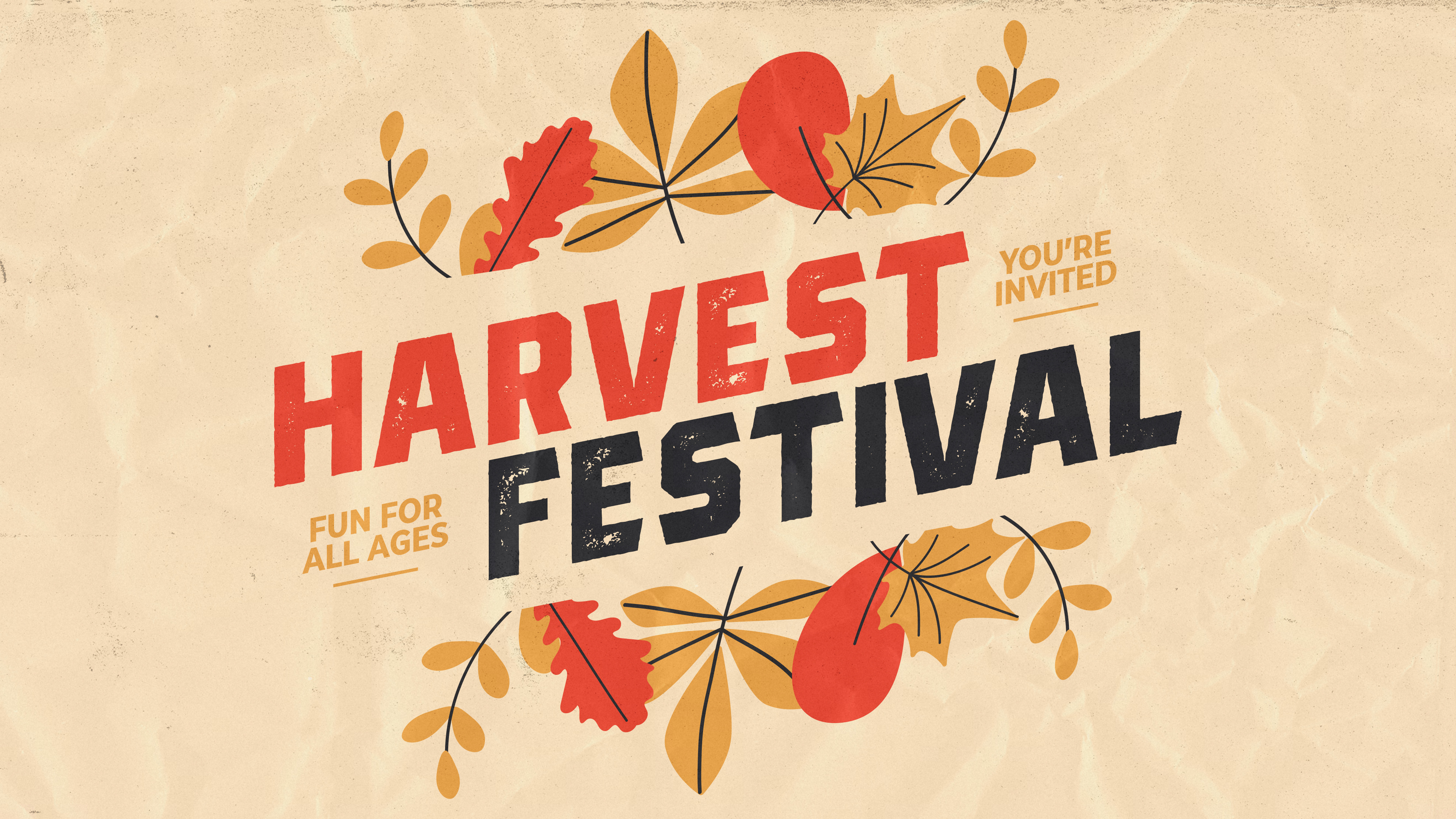Harvest Festival Angled Autumn Leaves - Subtitle The Big Give